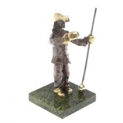 Бронзовая статуэтка "Сталевар" камень змеевик