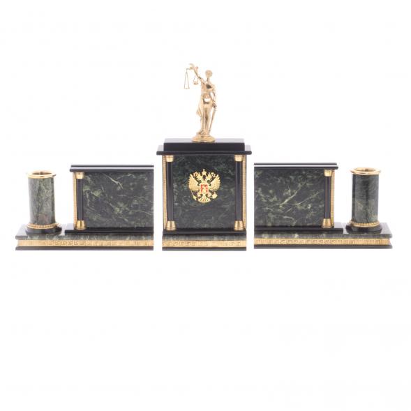 Настольный набор &amp;quot;Фемида&amp;quot; из змеевика 122212