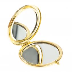 Зеркало круглое из камня амазонит цвет золото