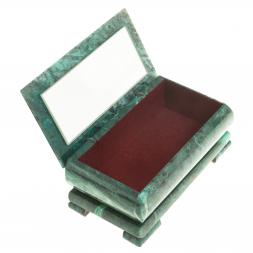 Шкатулка с иллюстрацией "Березы у реки" камень змеевик 17,5х9,5х7,5 см