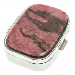 Таблетница на 2 отделения камень родонит цвет серебро