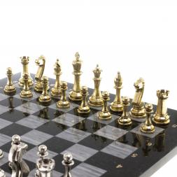 Шахматы турнирные "Стаунтон" доска 40х40 см серый мрамор