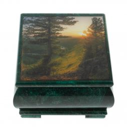 Шкатулка "Закат" из змеевика 13х13х8 см