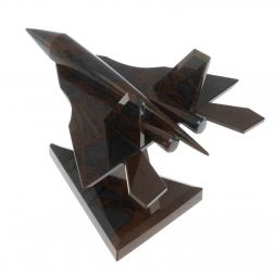 Сувенир "Самолет СУ - 57" из коричнево-серого обсидиана