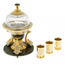 Икорница с тремя стопками "Три кита" нефрит