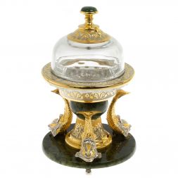 Икорница с тремя стопками "Три кита" нефрит