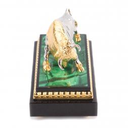 Статуэтка "Бык" бронза малахит Златоуст