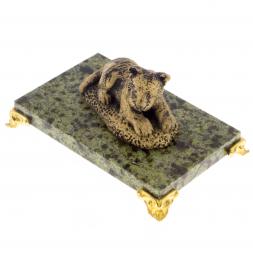 Сувенир фигурка "Тигрёнок на камне" на подставке из камня