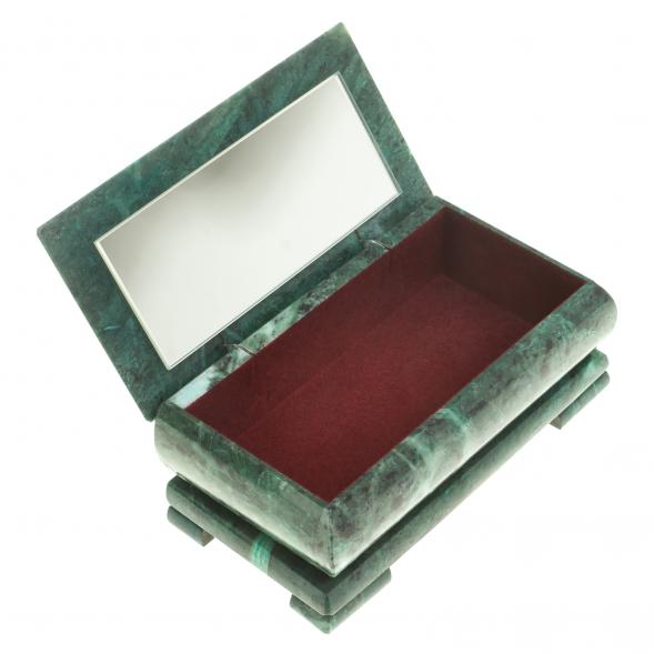 Шкатулка с иллюстрацией &amp;quot;Семейство львов&amp;quot; камень змеевик 17,5х9,5х7,5 см 124023