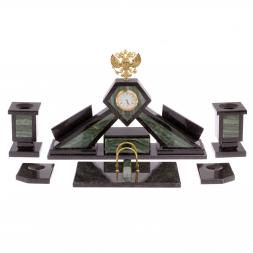 Настольный набор из офиокальцита "Герб России"