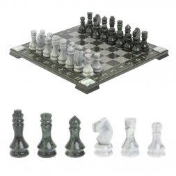 Шахматы "Турнирные" доска 41х41 см серый мрамор, змеевик