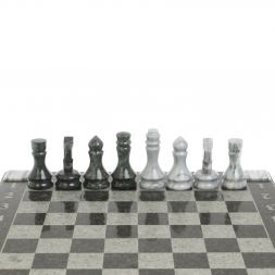 Шахматы "Турнирные" доска 41х41 см серый мрамор, змеевик