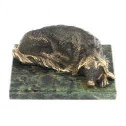 Статуэтка "Собака охотничья" из бронзы и змеевика