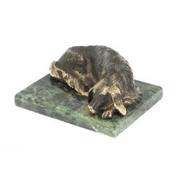 Статуэтка "Собака охотничья" из бронзы и змеевика