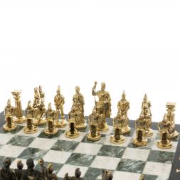 Шахматы &amp;quot;Римские&amp;quot; бронза доска 44х44 см шабровский змеевик