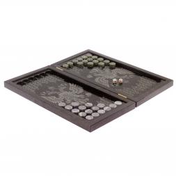 Нарды с гравировкой "Русский мишка / герб РФ" камень гранит