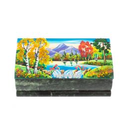 Шкатулка "Купюра. Осень" из шабровского змеевика 18х9,5х7 см