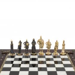 Подарочный шахматный ларец "Русские" фигуры из бронзы