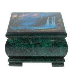 Шкатулка "Водопад" из змеевика 13х13х8 см
