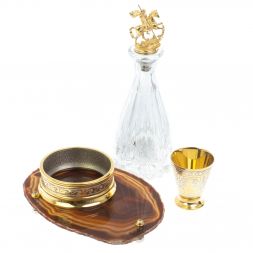 Водочный набор "Георгий Победоносец" камень агат Златоуст