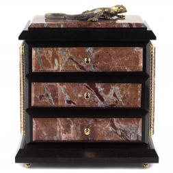 Ларец для украшений "Комод" с ящерицей из бронзы креноид