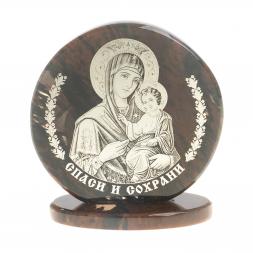 Икона настольная "Казанская БМ" камень обсидиан 6х2,5х6,5 см