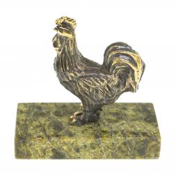 Статуэтка из бронзы на подставке из змеевика &amp;quot;Курочка&amp;quot;