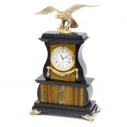 Декоративные часы &amp;quot;Орел&amp;quot; камень тигровый глаз бронза