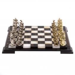 Шахматы "Средневековье" камень обсидиан оникс 42х42 см