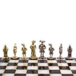 Шахматы "Средневековье" камень обсидиан оникс 42х42 см