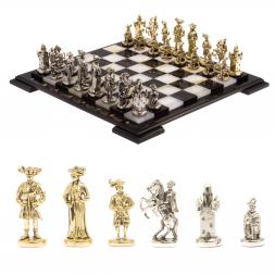 Шахматы "Средневековье" камень обсидиан оникс 42х42 см