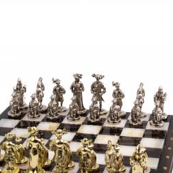 Шахматы "Средневековье" камень обсидиан оникс 42х42 см