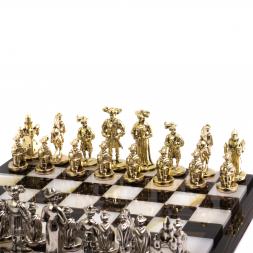 Шахматы "Средневековье" камень обсидиан оникс 42х42 см