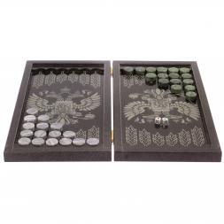 Нарды с гравировкой "Орел / герб РФ" камень гранит