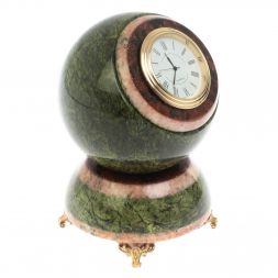 Часы шар "Антистресс" змеевик розовый мрамор 10,5 см