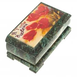 Шкатулка с иллюстрацией "Я тебя люблю" камень змеевик 17,5х9,5х7,5 см