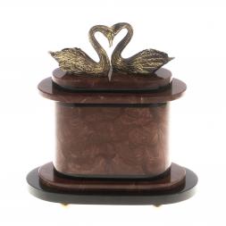 Часы "Пара лебедей" бронза лемезит