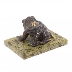 Статуэтка из бронзы "Шарпей" змеевик