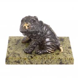 Статуэтка из бронзы "Шарпей" змеевик
