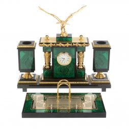 Письменный набор "Горный орел" из малахита Златоуст