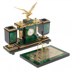 Письменный набор "Горный орел" из малахита Златоуст