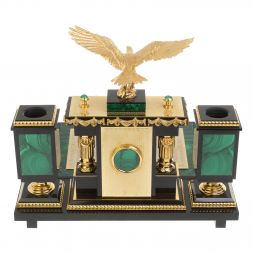 Письменный набор "Горный орел" из малахита Златоуст