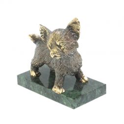 Статуэтка из бронзы "Чихуахуа" змеевик