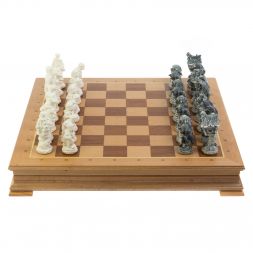 Шахматный ларец "Русские сказки" доска 49х49 см мрамолит / дерево