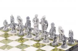 Оригинальные шахматы "Средневековье" камень змеевик мрамор 40х40 см