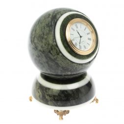 Часы шар "Антистресс" темный змеевик 11 см