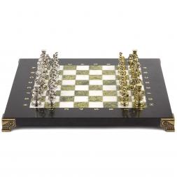 Шахматы настольные "Римские воины" 28х28 см из камень змеевик