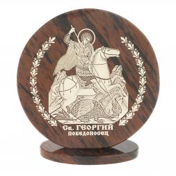 Икона настольная "Св. Георгий Победоносец" из обсидиана