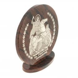 Икона настольная "Св. Георгий Победоносец" из обсидиана