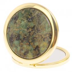 Карманное зеркальце из камня офит цвет золото